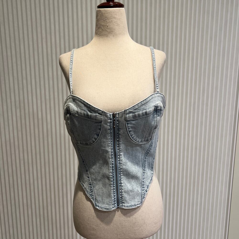 UNKNOWN BRAND Women's Denim Corset Top Size L In Ligh Wash